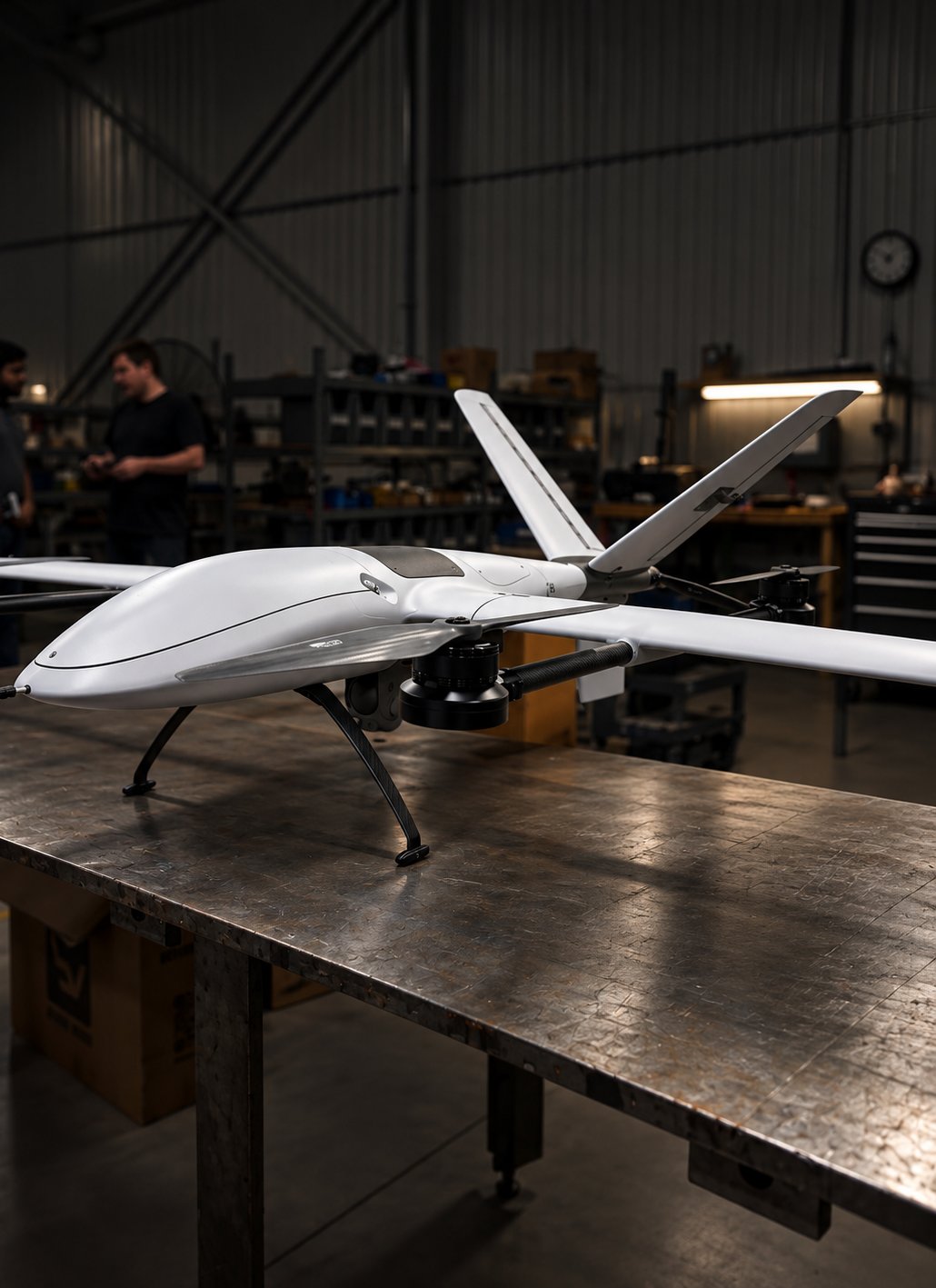 Arcanus Aerial Systems VTOL drone during assembly at Bridge North